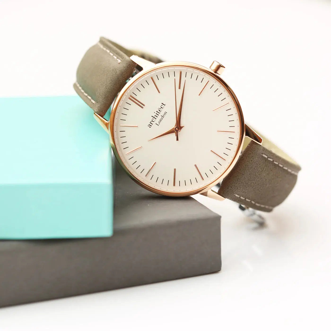 Ladies Architēct Blanc - Personalised Ladies' Watch With Light Grey Strap-NEVANNA