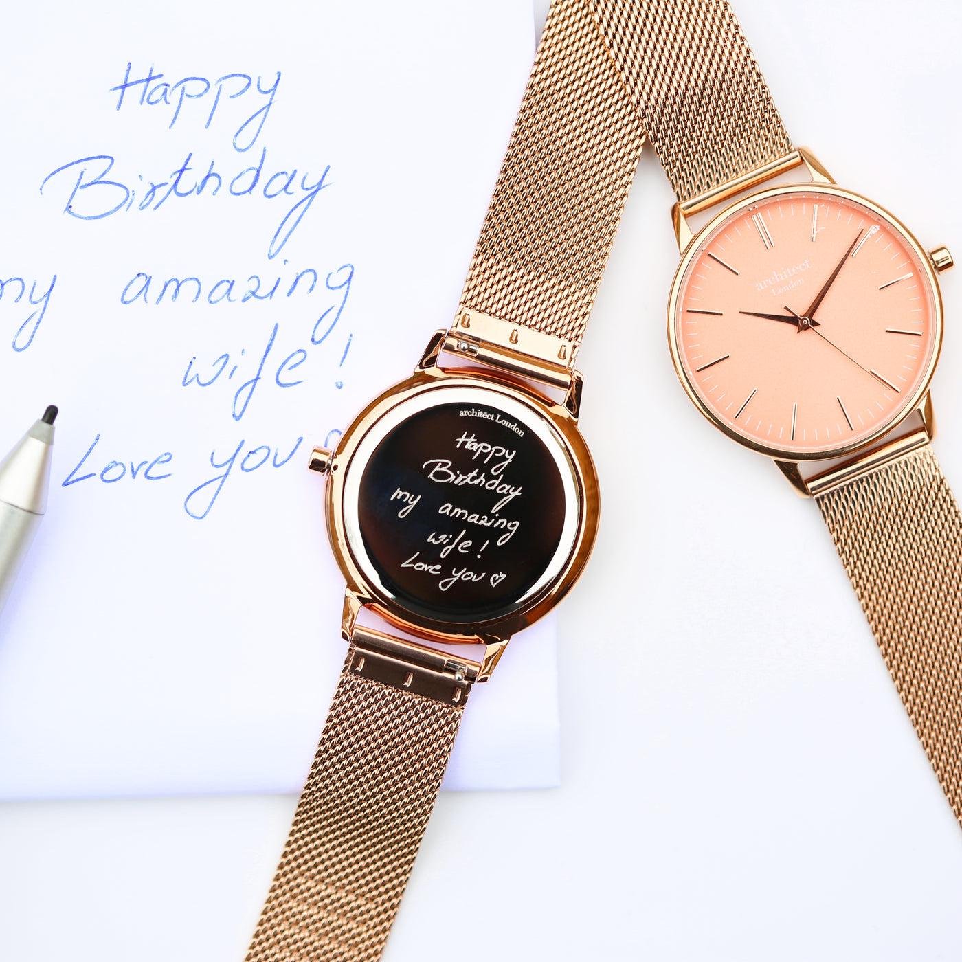 Architēct Coral - Personalised Ladies Watch - Rose Gold-NEVANNA
