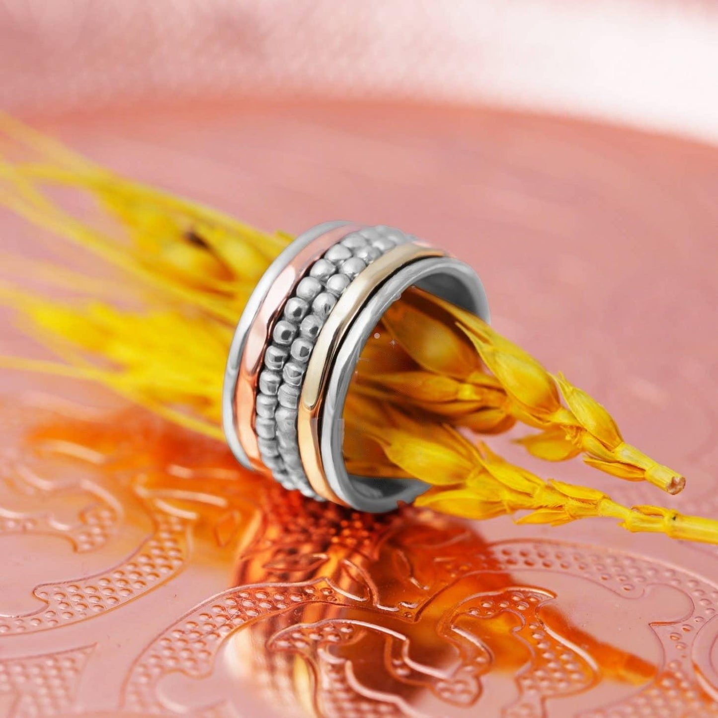 Four-stacked Bohemian Spinner Ring-Rings-NEVANNA