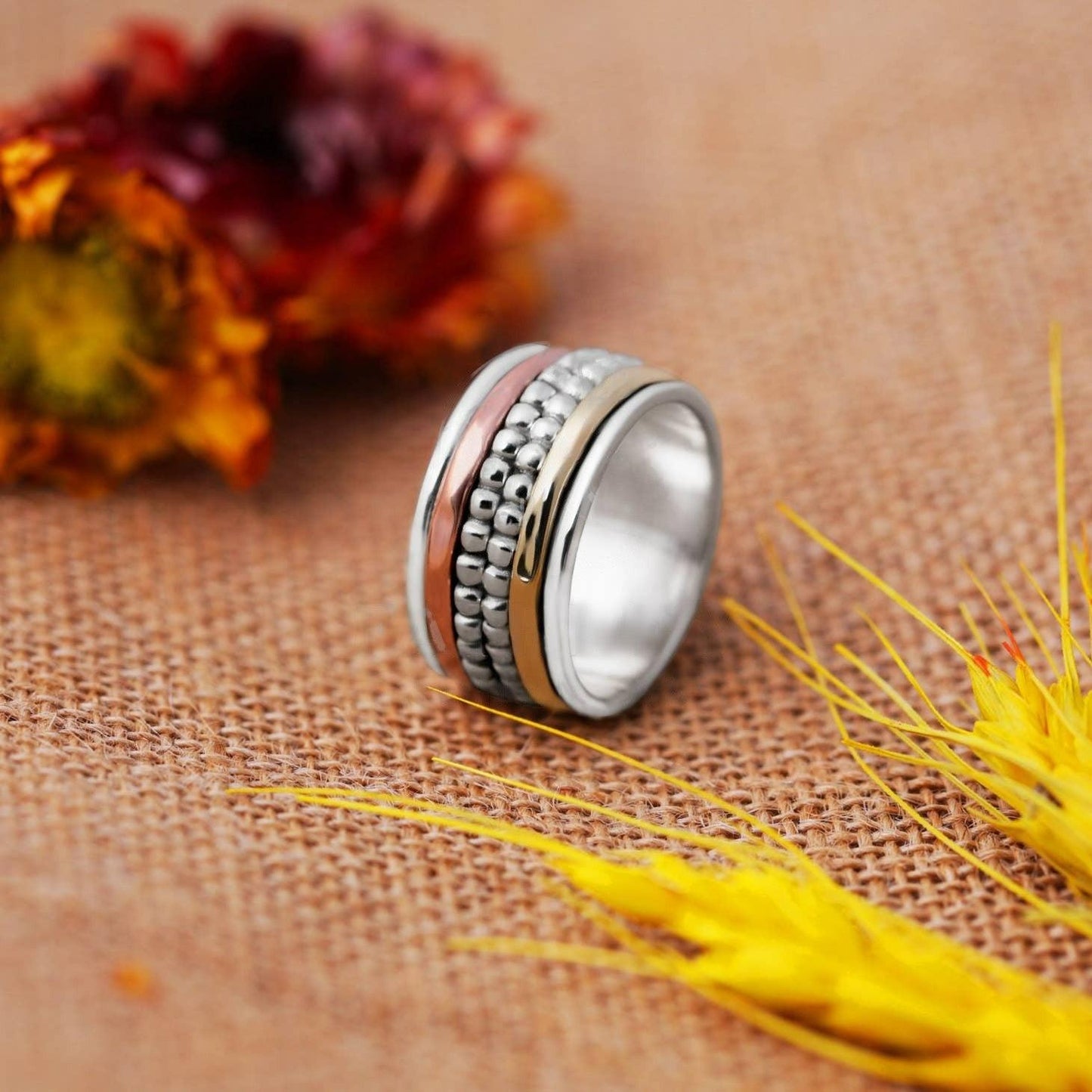 Four-stacked Bohemian Spinner Ring-Rings-NEVANNA
