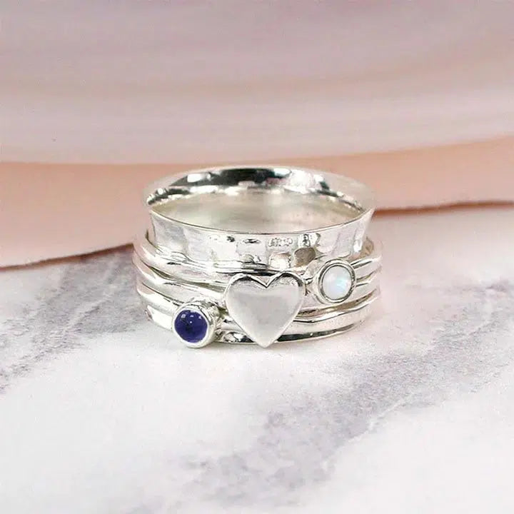 Sapphire Moonstone Anxiety Ring-NEVANNA