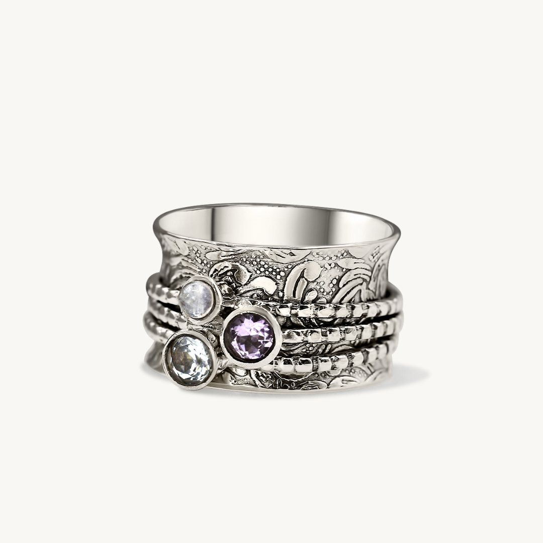 Three Gemstone Spinning Ring-NEVANNA