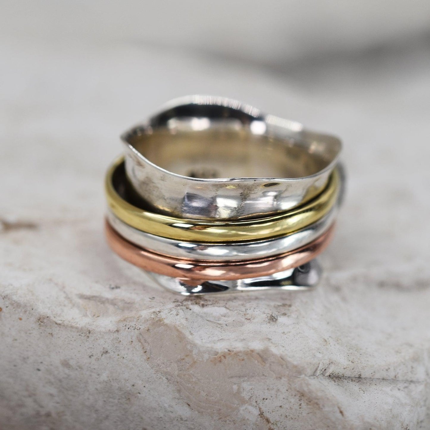 Three-Tone Spinner Ring-Rings-NEVANNA