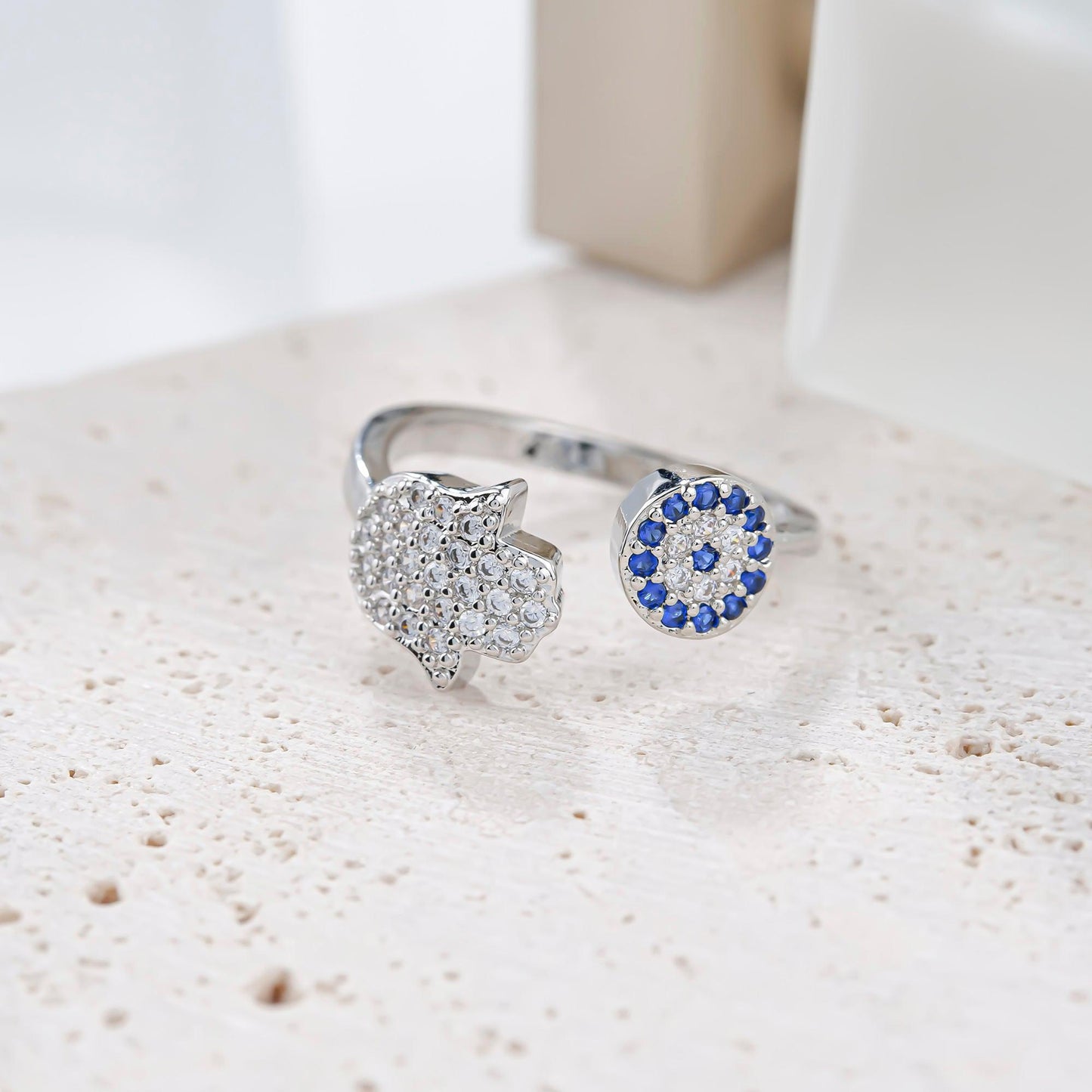 Evil Eye and Hamsa Hand Ring-Rings-NEVANNA