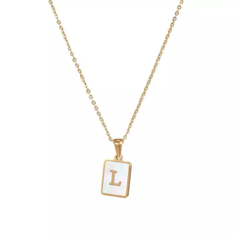 Square Pendant Necklaces Initial Necklace-Necklace-NEVANNA