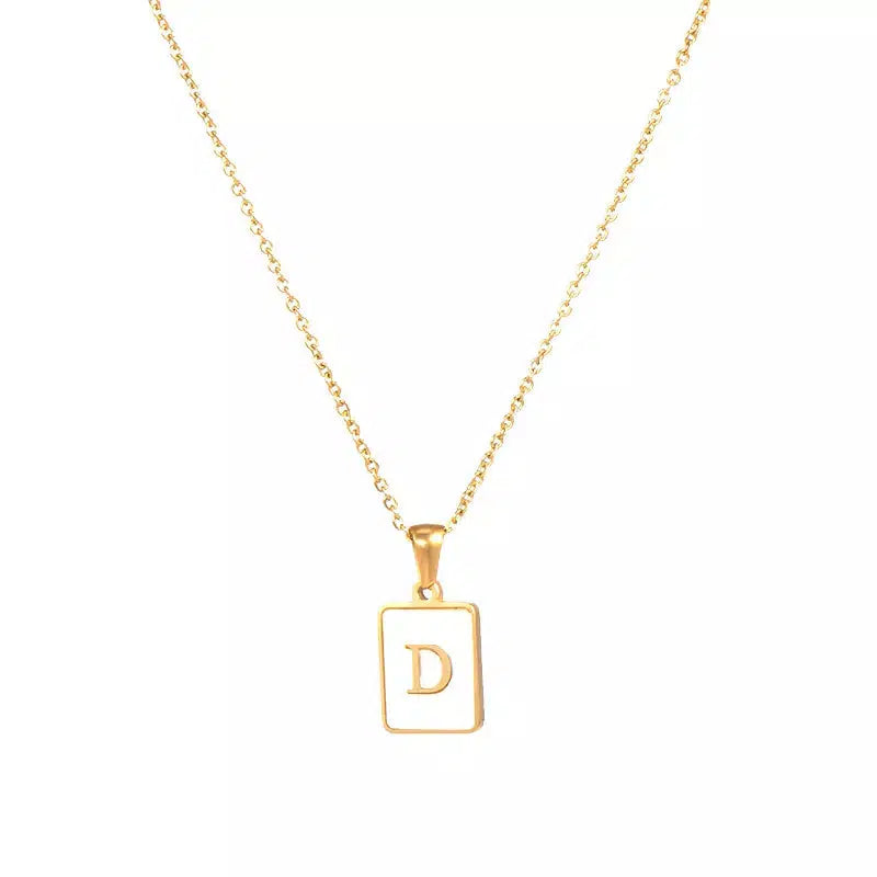 Square Pendant Necklaces Initial Necklace-Necklace-NEVANNA