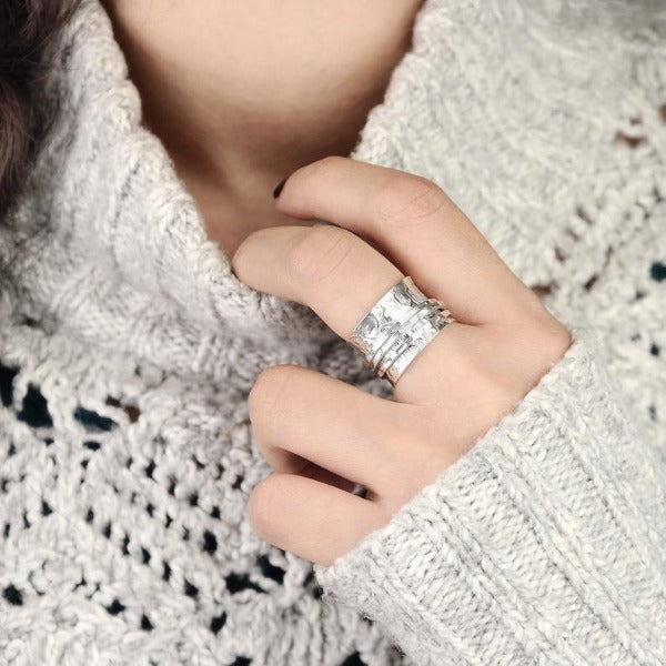 Boho Silver Worry Ring-Rings-NEVANNA