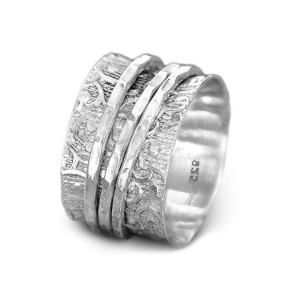 Boho Silver Worry Ring-Rings-NEVANNA