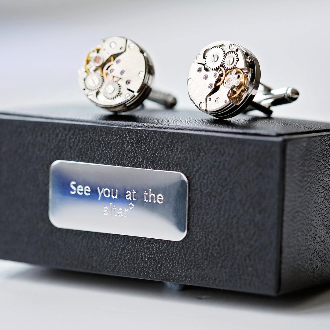 Engraved Gear Movement Cufflinks-NEVANNA