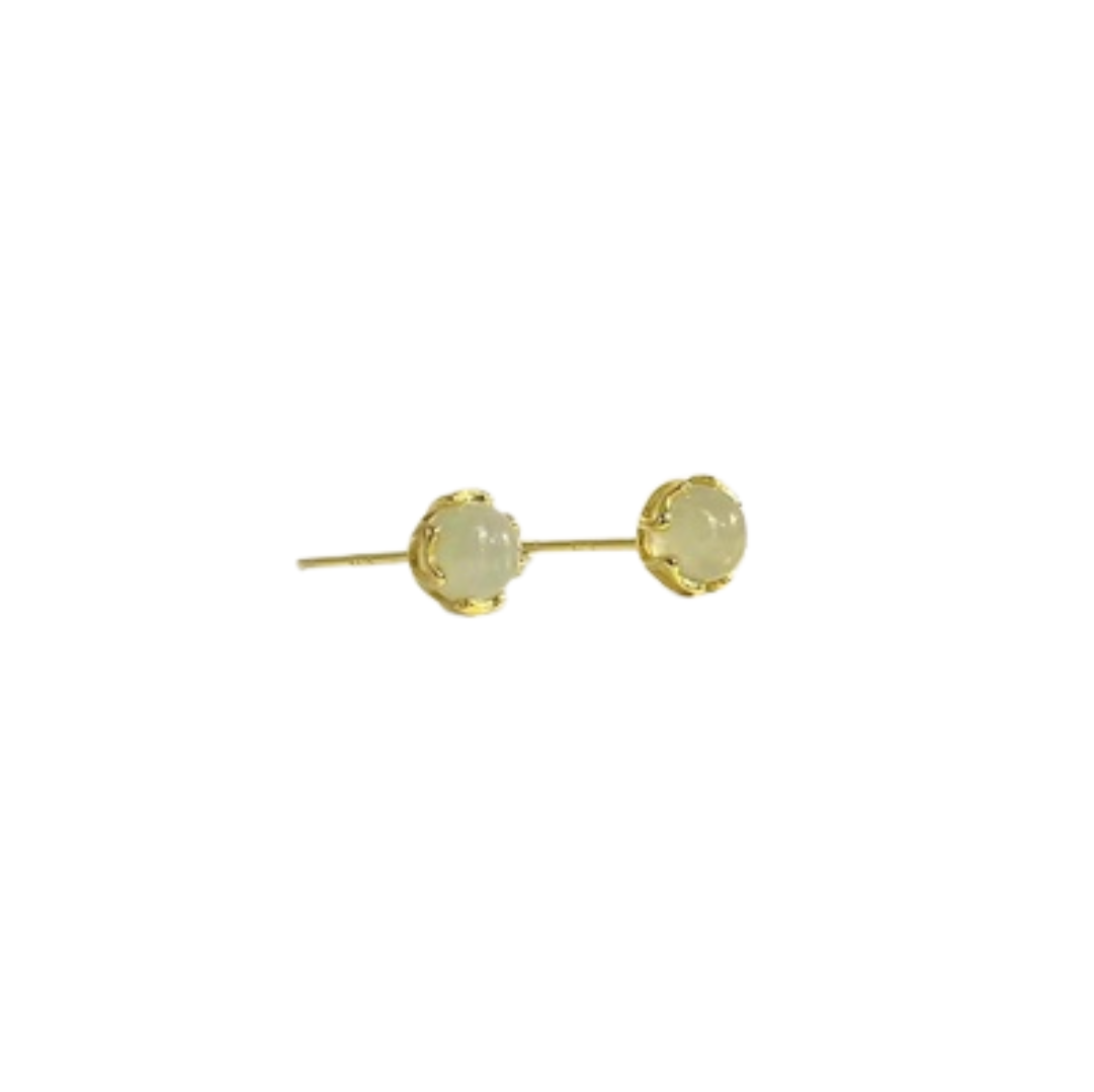 Dainty Jade Stud Earrings-Earrings-NEVANNA