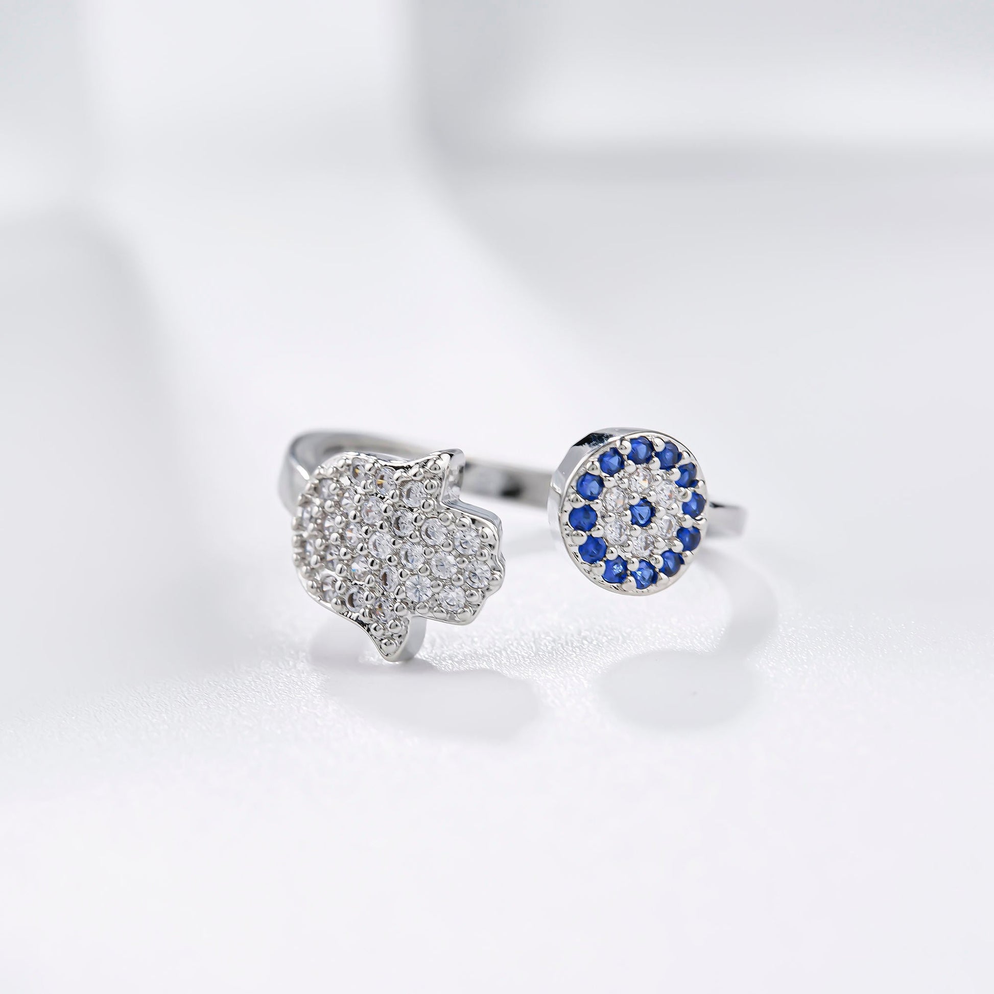 Evil Eye and Hamsa Hand Ring-Rings-NEVANNA