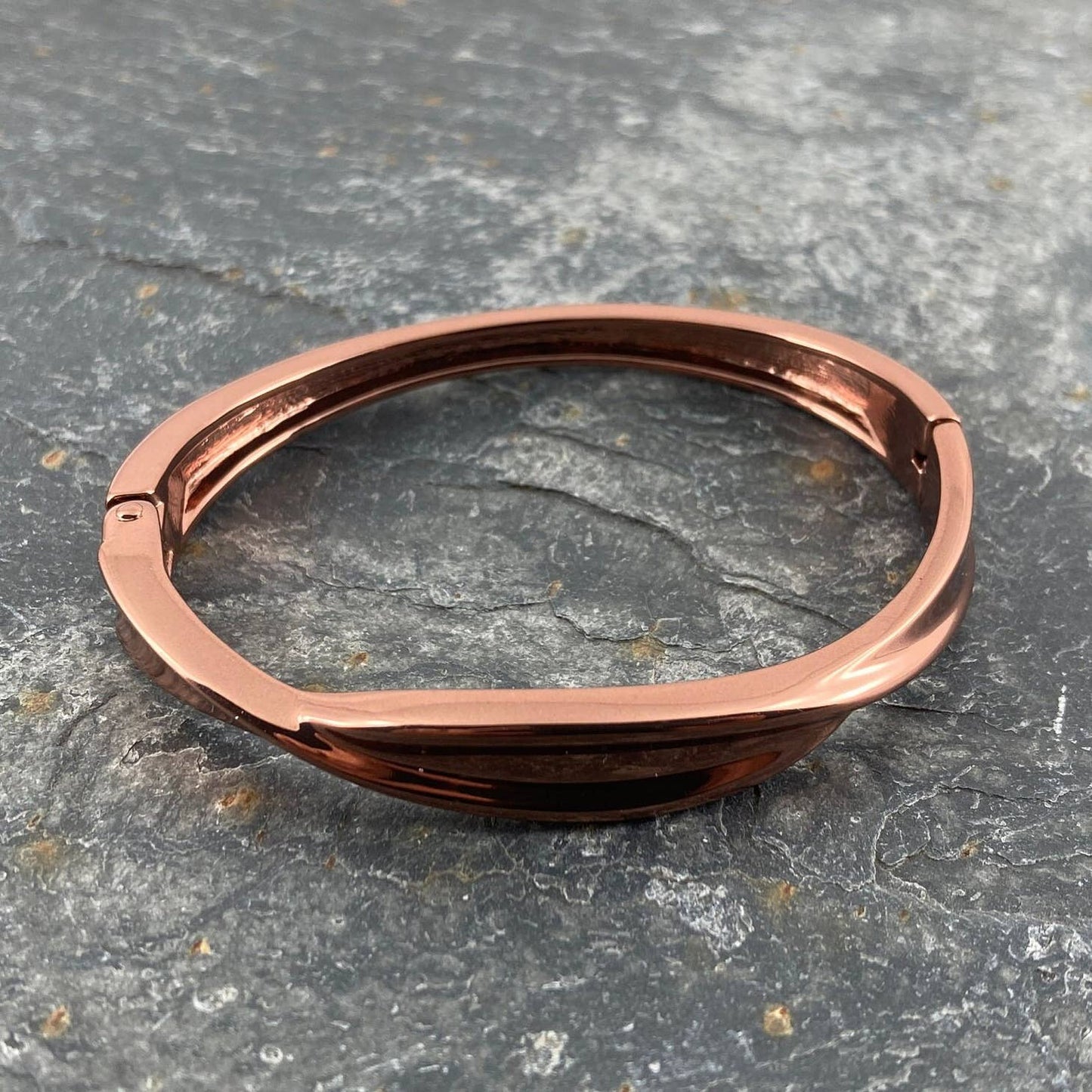 Hinged Twist Style Dark Copper Finish Bangle-Bracelets-NEVANNA