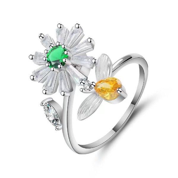 Anti-Anxiety Rotating Flower Ring-Rings-NEVANNA