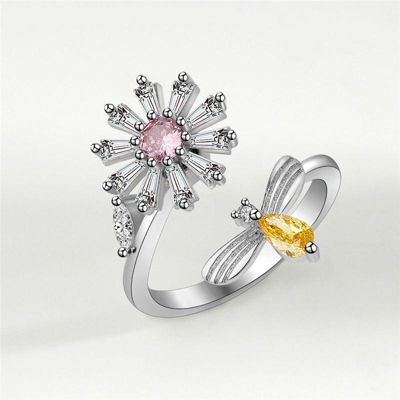 Anti-Anxiety Rotating Flower Ring-Rings-NEVANNA