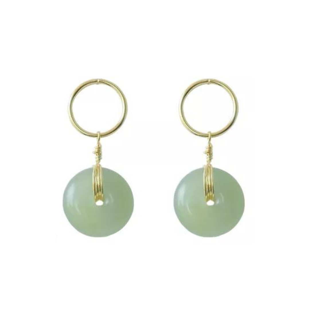 Loop Jade Bead Earrings-Earrings-NEVANNA