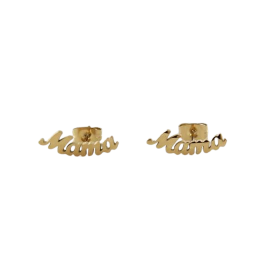 Mama Script Stud Earrings-Earrings-NEVANNA