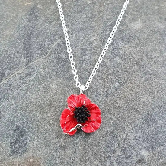 Red Poppy Flower Necklace-Necklace-NEVANNA