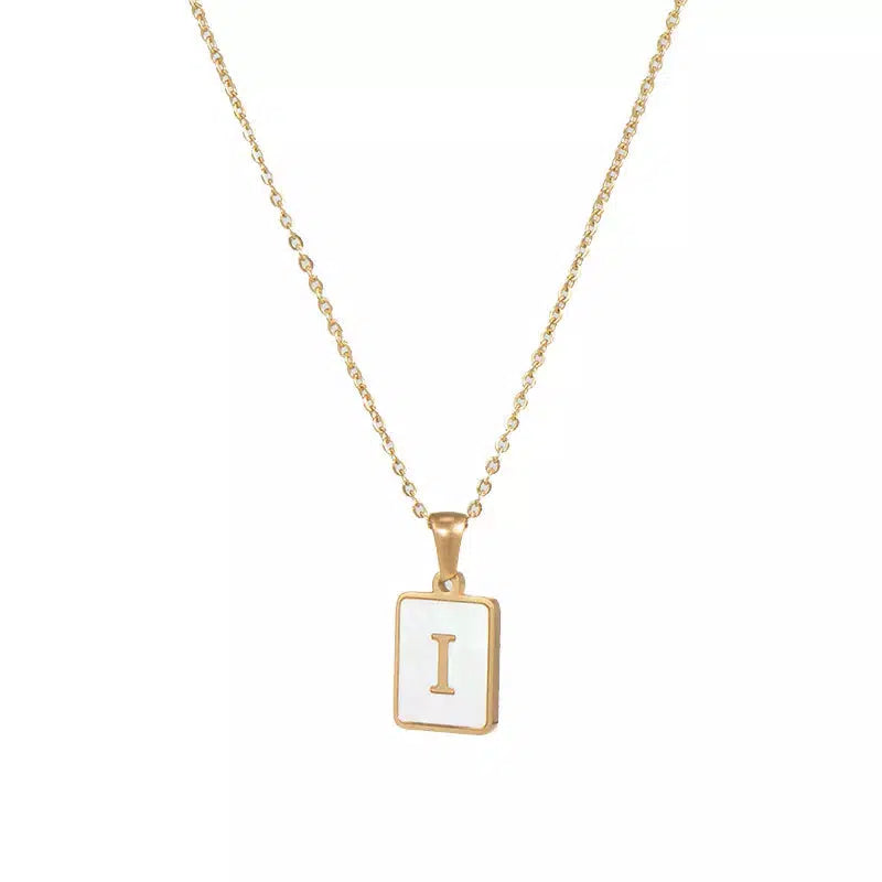 Square Pendant Necklaces Initial Necklace-Necklace-NEVANNA