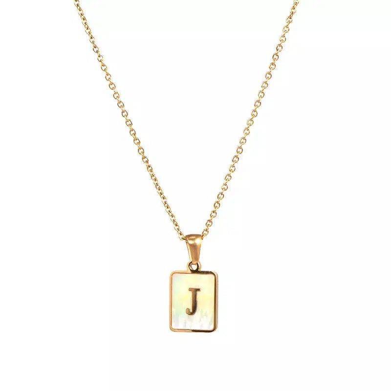 Square Pendant Necklaces Initial Necklace-Necklace-NEVANNA