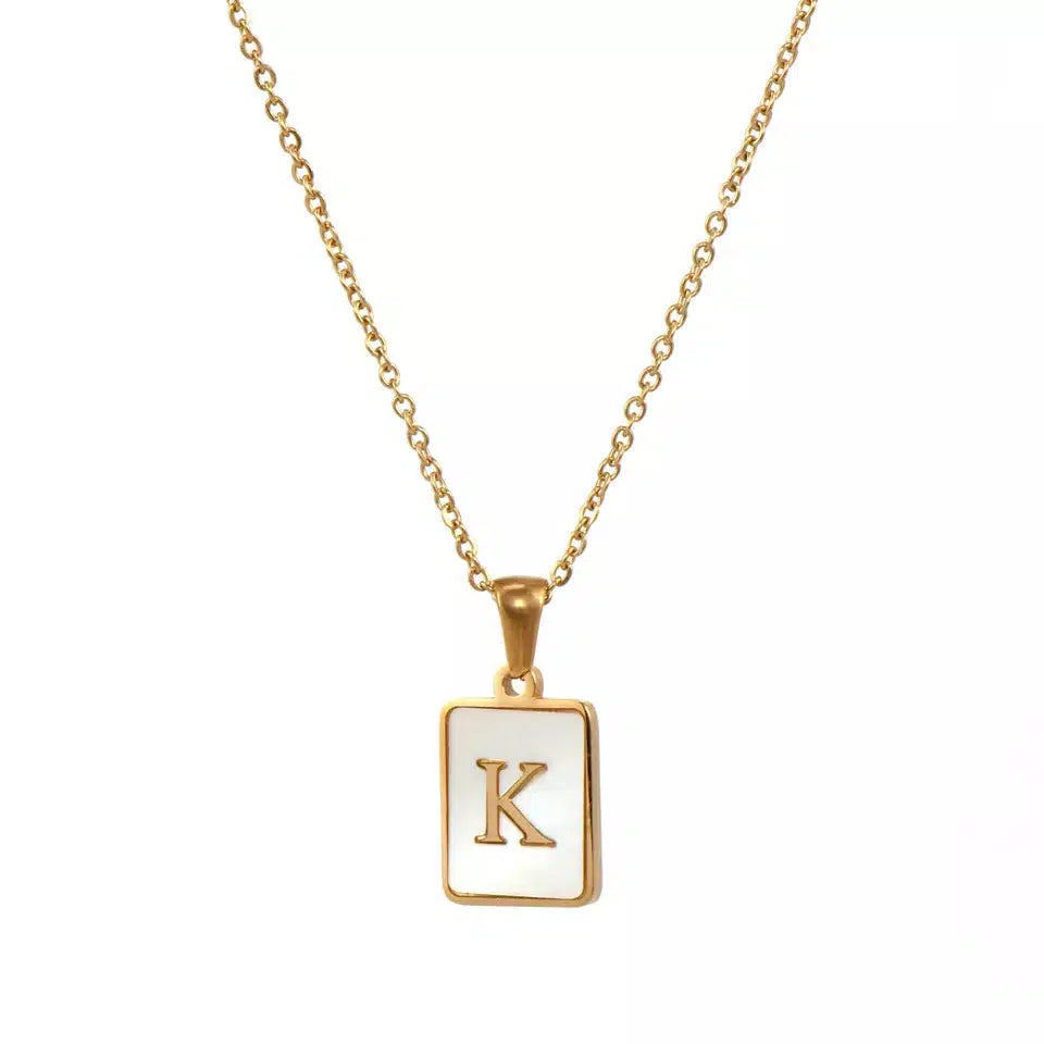 Square Pendant Necklaces Initial Necklace-Necklace-NEVANNA