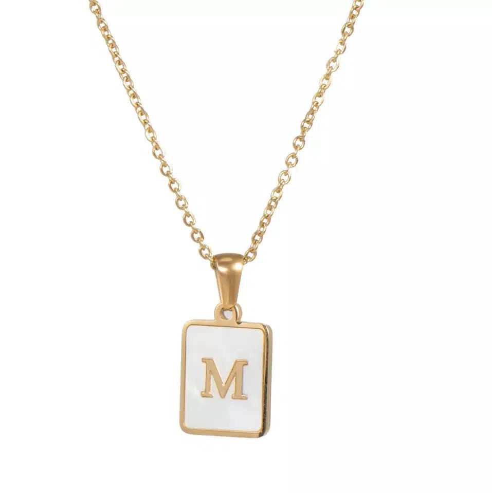 Square Pendant Necklaces Initial Necklace-Necklace-NEVANNA