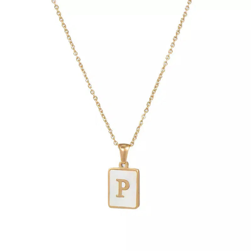 Square Pendant Necklaces Initial Necklace-Necklace-NEVANNA