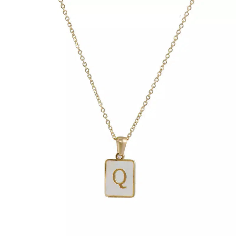 Square Pendant Necklaces Initial Necklace-Necklace-NEVANNA