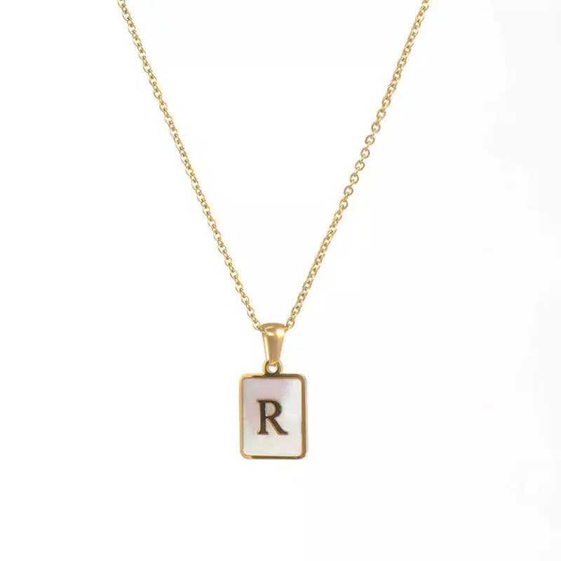 Square Pendant Necklaces Initial Necklace-Necklace-NEVANNA