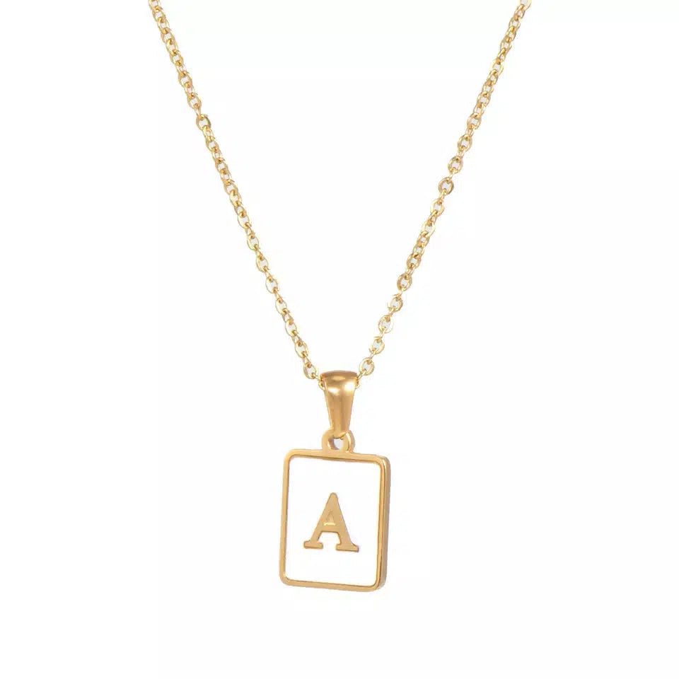 Square Pendant Necklaces Initial Necklace-Necklace-NEVANNA