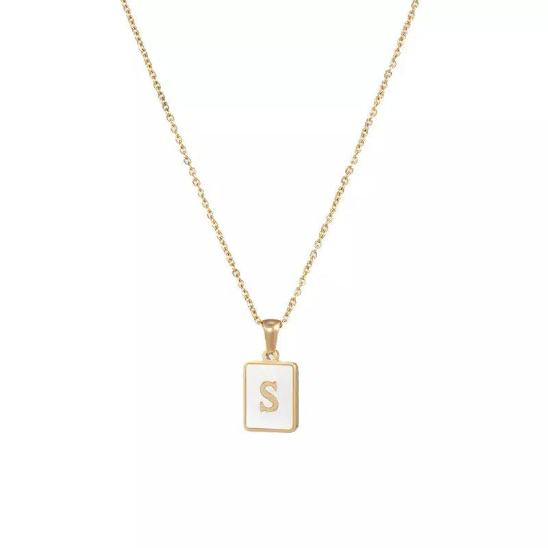 Square Pendant Necklaces Initial Necklace-Necklace-NEVANNA