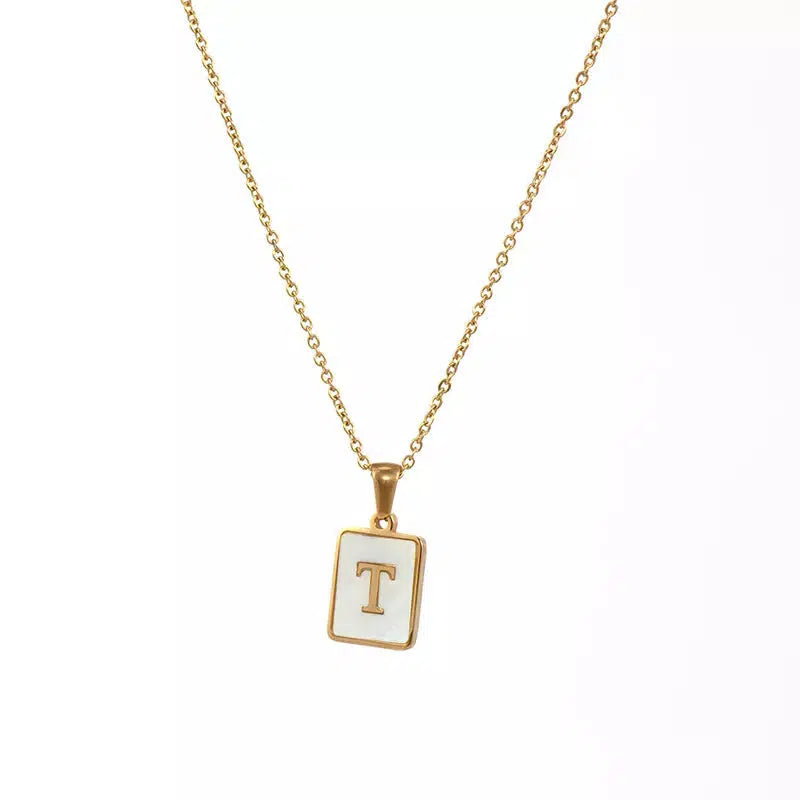 Square Pendant Necklaces Initial Necklace-Necklace-NEVANNA