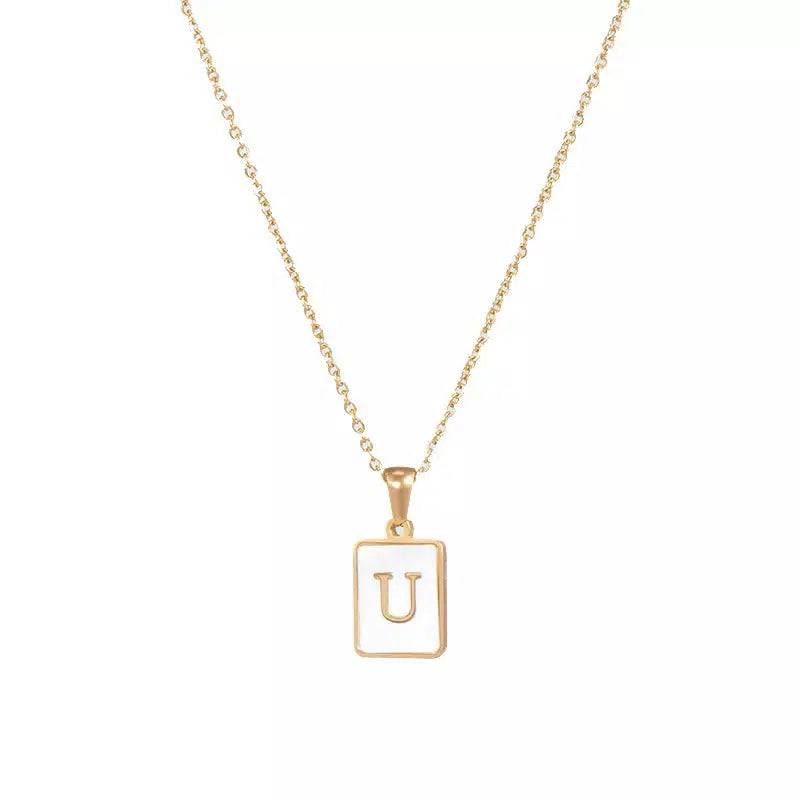 Square Pendant Necklaces Initial Necklace-Necklace-NEVANNA