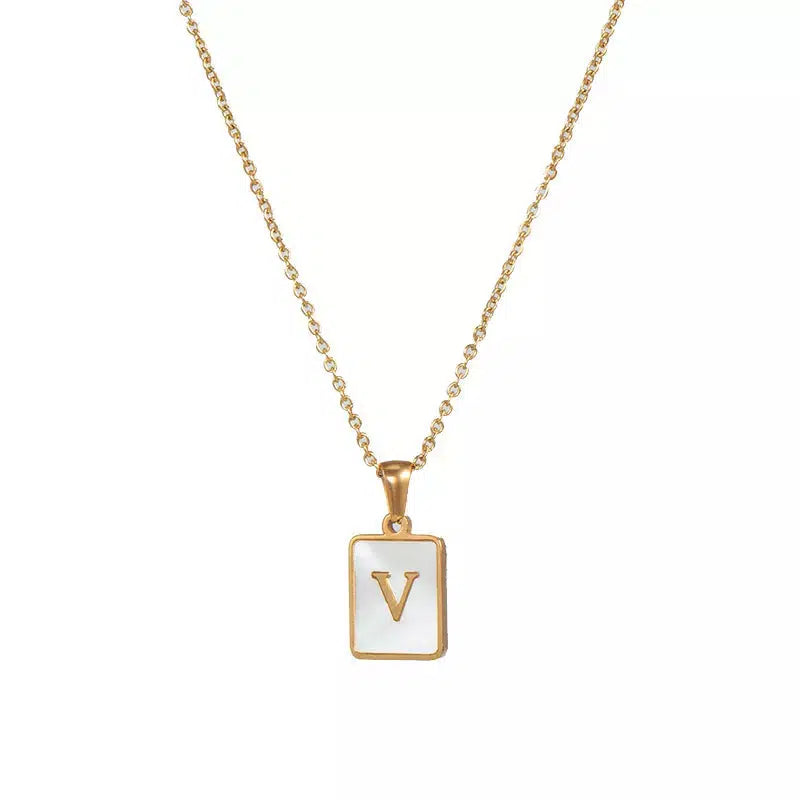 Square Pendant Necklaces Initial Necklace-Necklace-NEVANNA