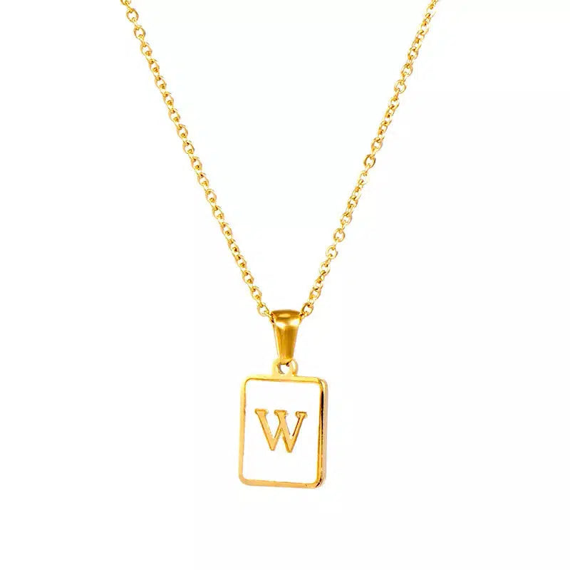 Square Pendant Necklaces Initial Necklace-Necklace-NEVANNA