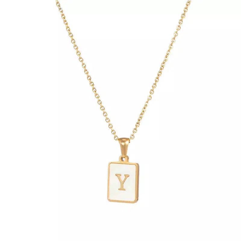 Square Pendant Necklaces Initial Necklace-Necklace-NEVANNA