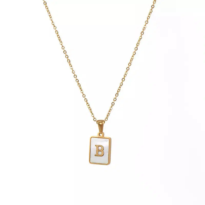 Square Pendant Necklaces Initial Necklace-Necklace-NEVANNA