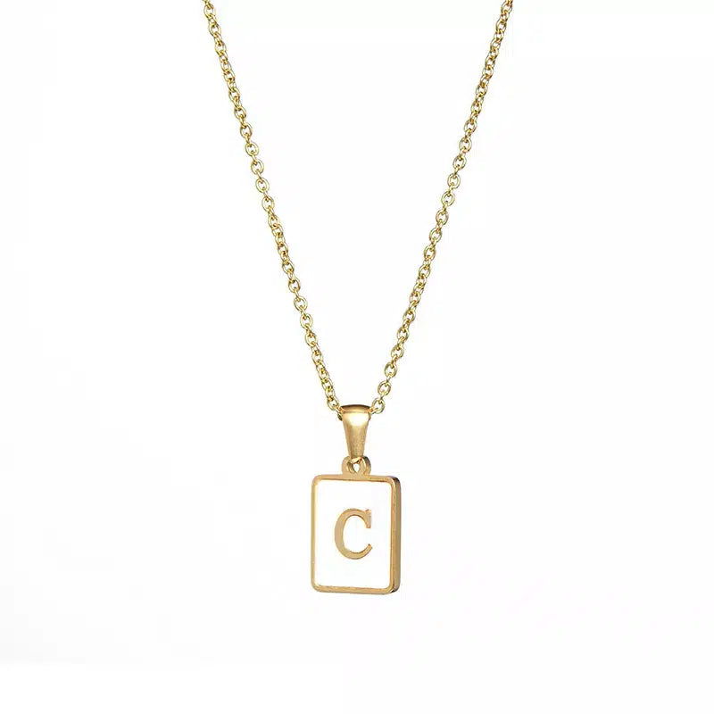 Square Pendant Necklaces Initial Necklace-Necklace-NEVANNA