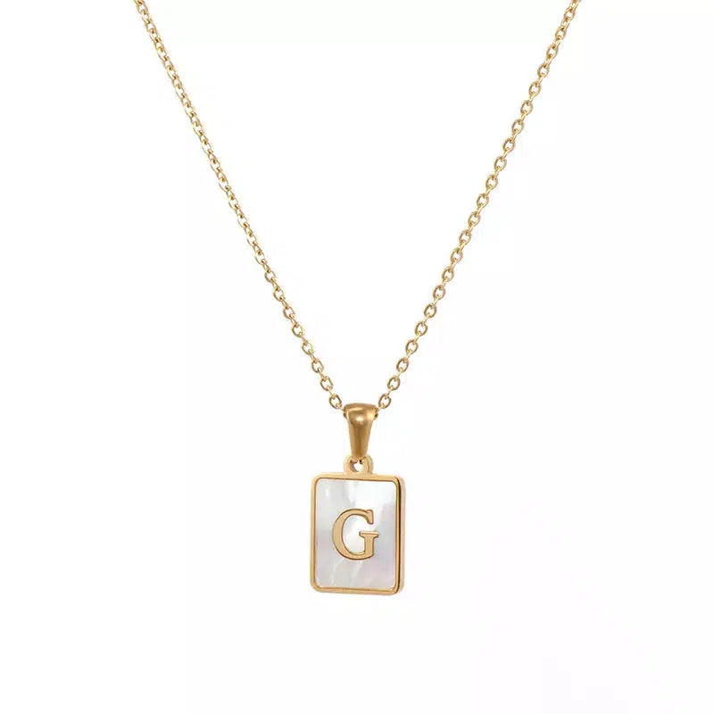 Square Pendant Necklaces Initial Necklace-Necklace-NEVANNA