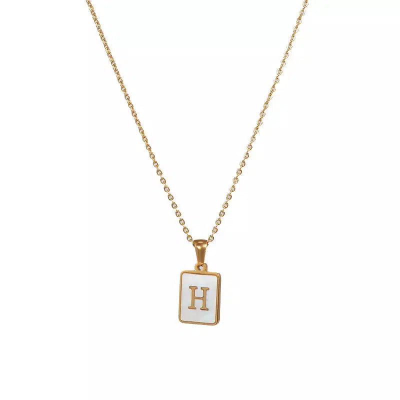 Square Pendant Necklaces Initial Necklace-Necklace-NEVANNA