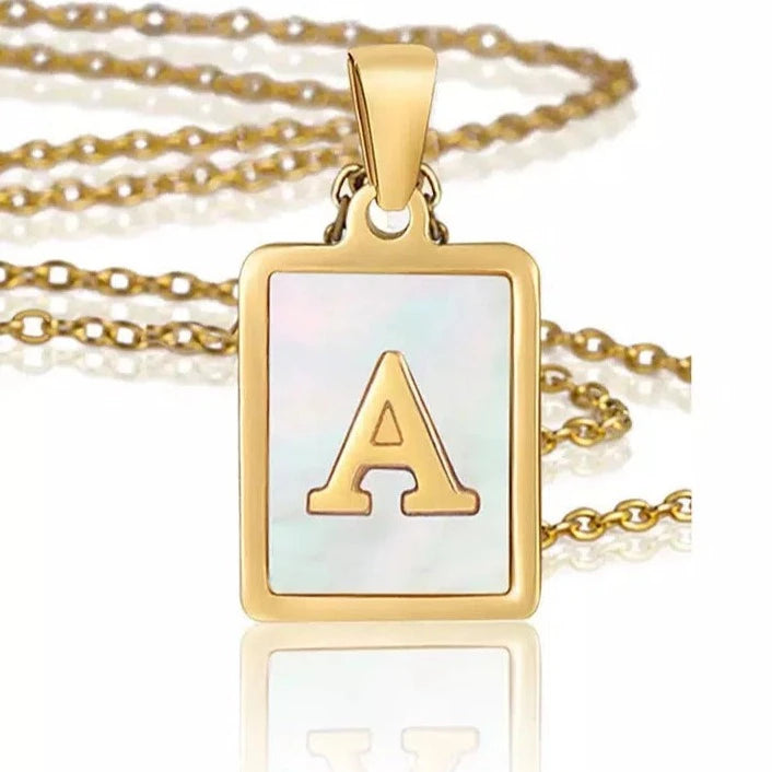 Square Pendant Necklaces Initial Necklace-Necklace-NEVANNA